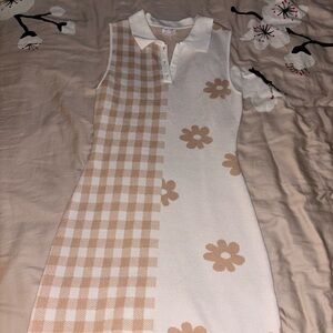 Le Lis Cream and White Collared Top